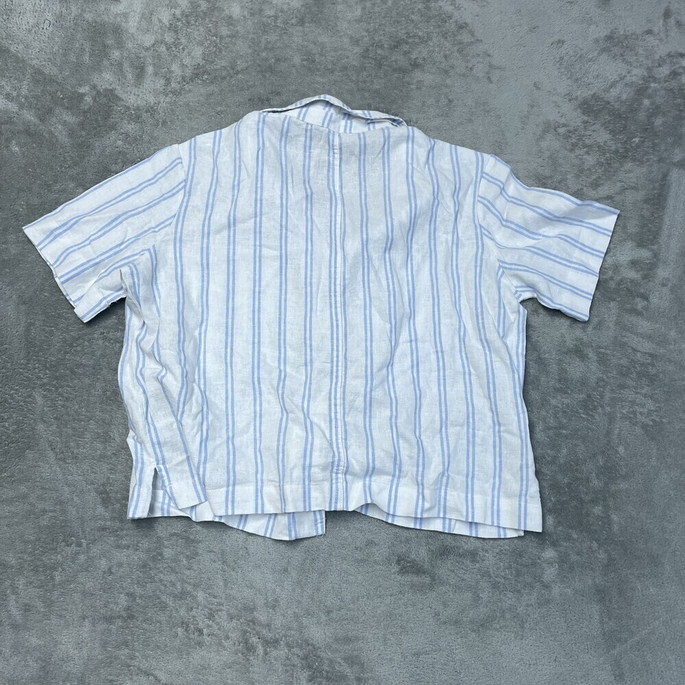 Buffalo David Bitton Women's Blouse Size M Linen Blend Coastal Stripe a2079 - Picture 9 of 9